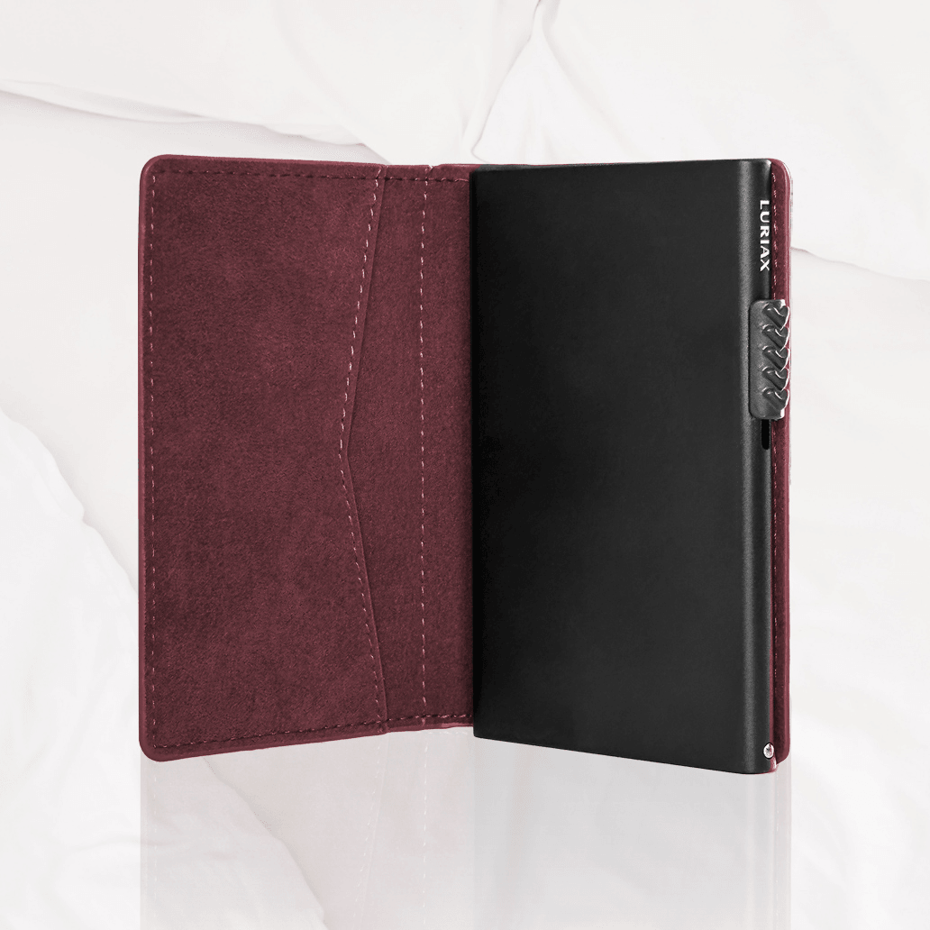 The Bifold Cardholder good - Luriax - Malachite | Alcantara Suede Leather Bifold Wallet with anodized aluminum and RFID protected