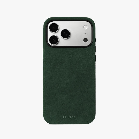 Alcantara iPhone 17 Pro Max Case in British Racing Green by Luriax | Face