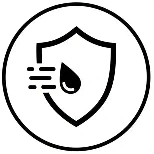 Stain resistant icon with a shield and droplet on a white background
