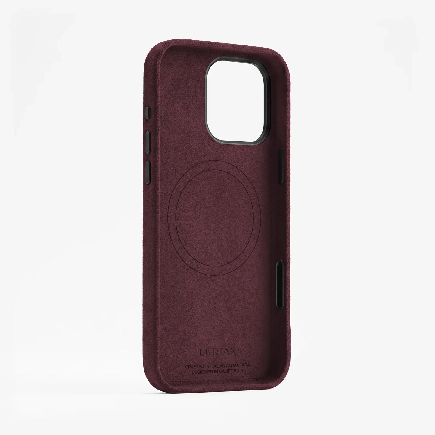 The Modern — iPhone 16 Case in Bordeaux, Alcantara® — product view | Luriax
