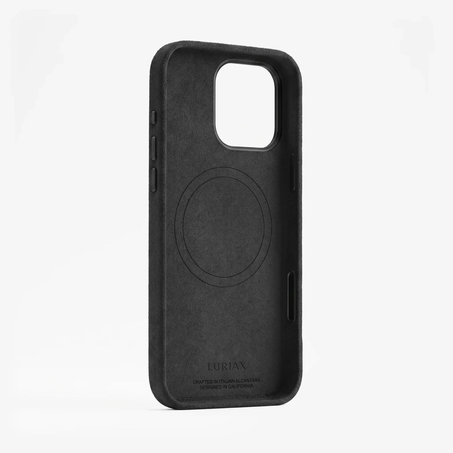 The Modern — iPhone 16 Case in Black Caviar, Alcantara® — product view | Luriax