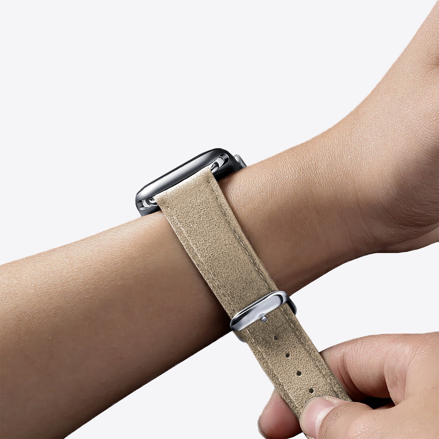 Luriax Classic Alcantara Apple Watch Band in Malibu Beige - Lifestyle