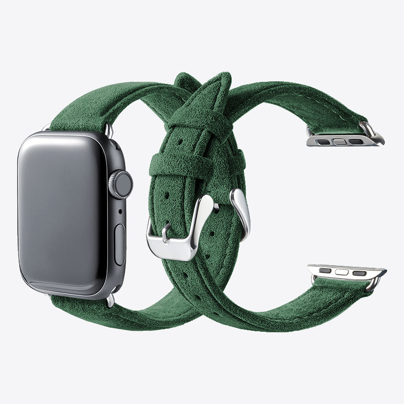 Luriax Classic Alcantara Apple Watch Band in British Racing Green - Double straps