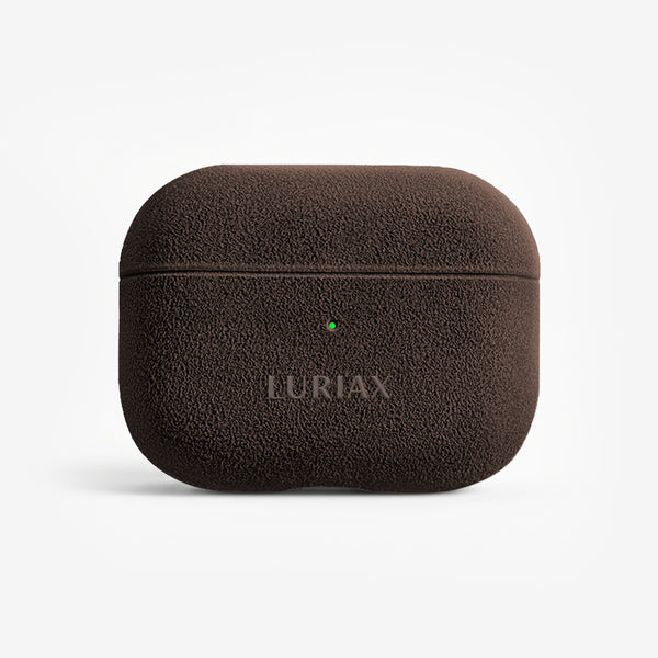 The AirPods Pro Case in Dark Brown, Alcantara® — product view | Luriax