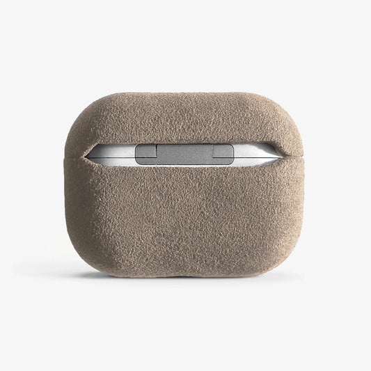 The AirPods Pro Case in Malibu Beige, Alcantara® — back view | Luriax