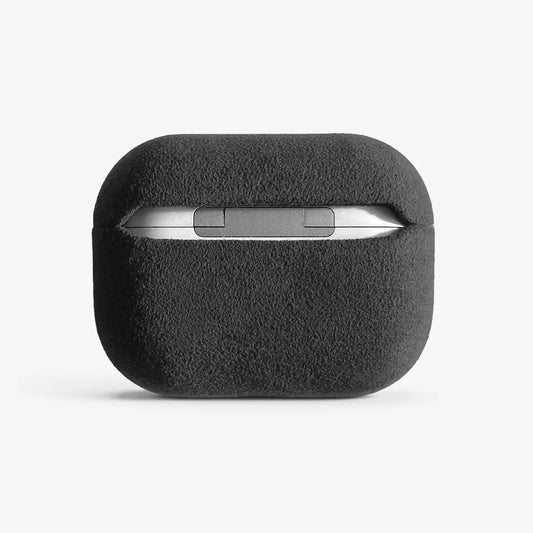 The AirPods Pro Case in Black Caviar, Alcantara® — back view | Luriax