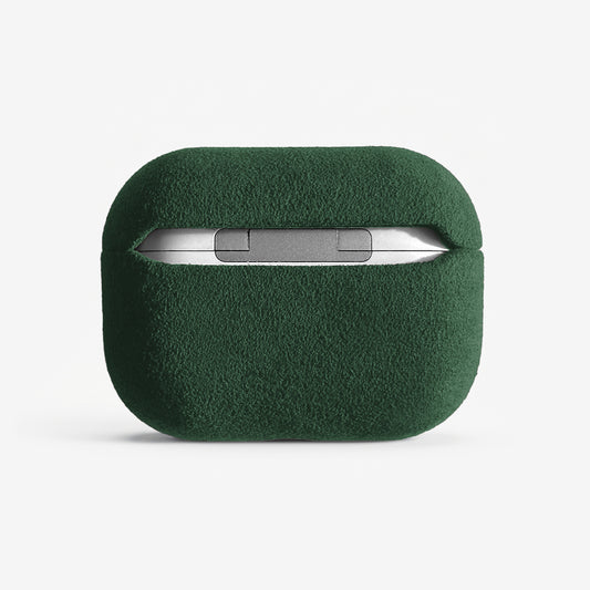 The AirPods Pro Case in British Racing Green, Alcantara® — back view | Luriax