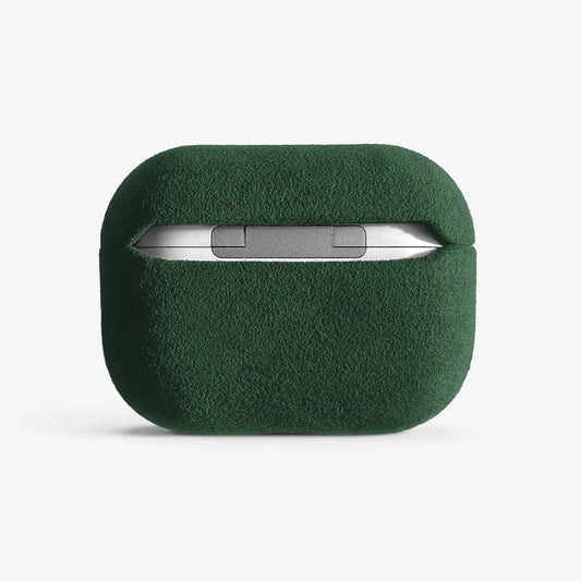The AirPods Pro Case in British Racing Green, Alcantara® — back view | Luriax