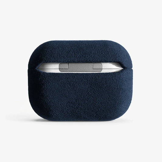 The AirPods Pro Case in Midnight Blue, Alcantara® — back view | Luriax