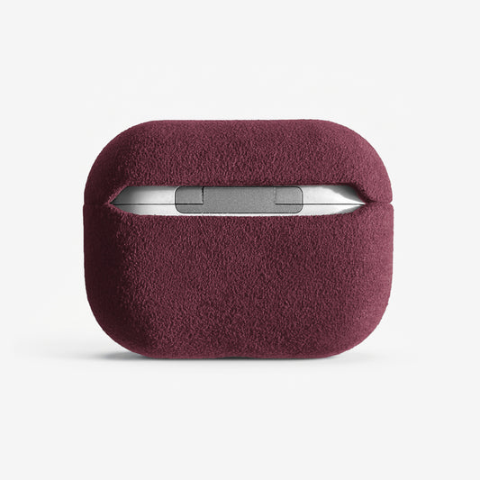 The AirPods Pro Case in Bordeaux, Alcantara® — back view | Luriax