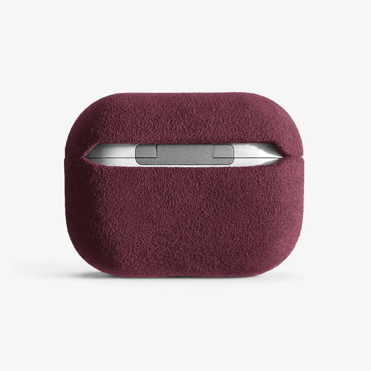 The AirPods Pro Case in Bordeaux, Alcantara® — back view | Luriax