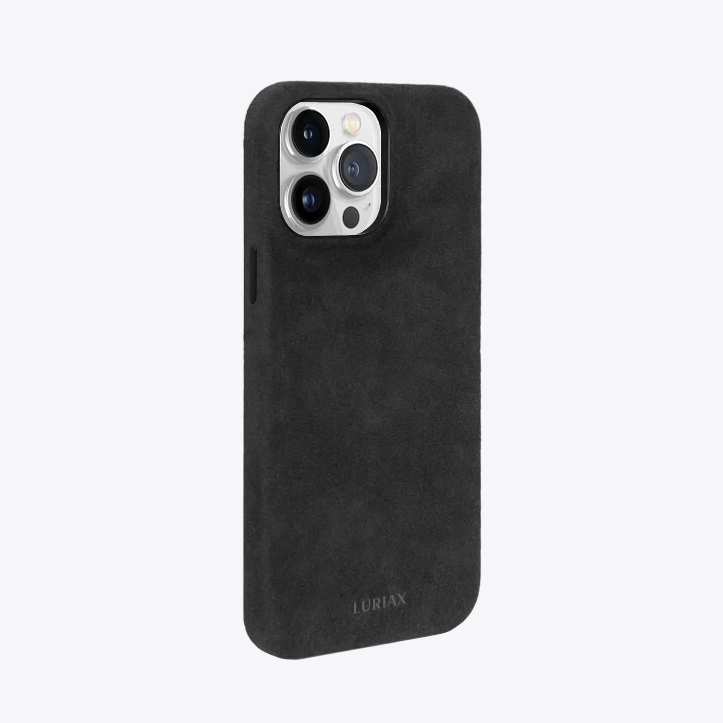 The Classic iPhone Case V2 - Charcoal Black - Luriax Alcantara Suede Leather Fabric