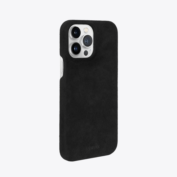 The Sport — iPhone 15 Case in Pure Black, Alcantara® — side view | Luriax