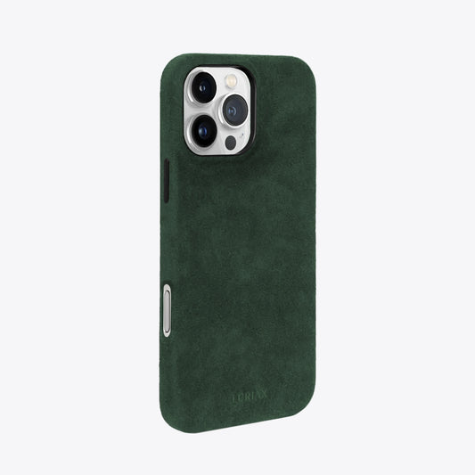 The Classic iPhone Case V2 - British Racing Green - Luriax Alcantara Suede Leather Fabric