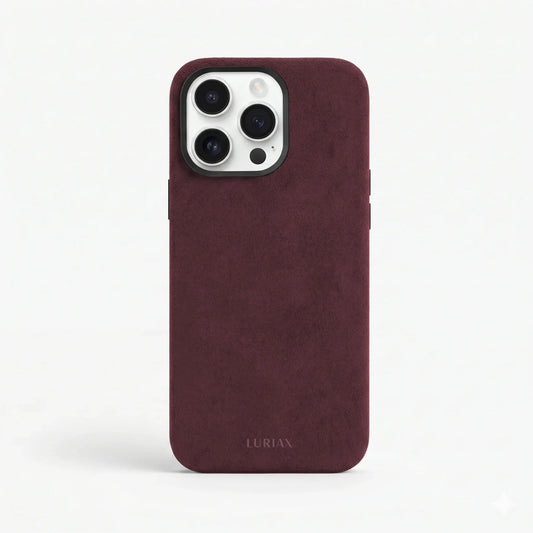 The Modern — iPhone 16 Case in Bordeaux, Alcantara® — front view | Luriax