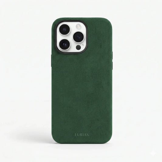 The Modern — iPhone 16 Case in British Racing Green, Alcantara® — front view | Luriax