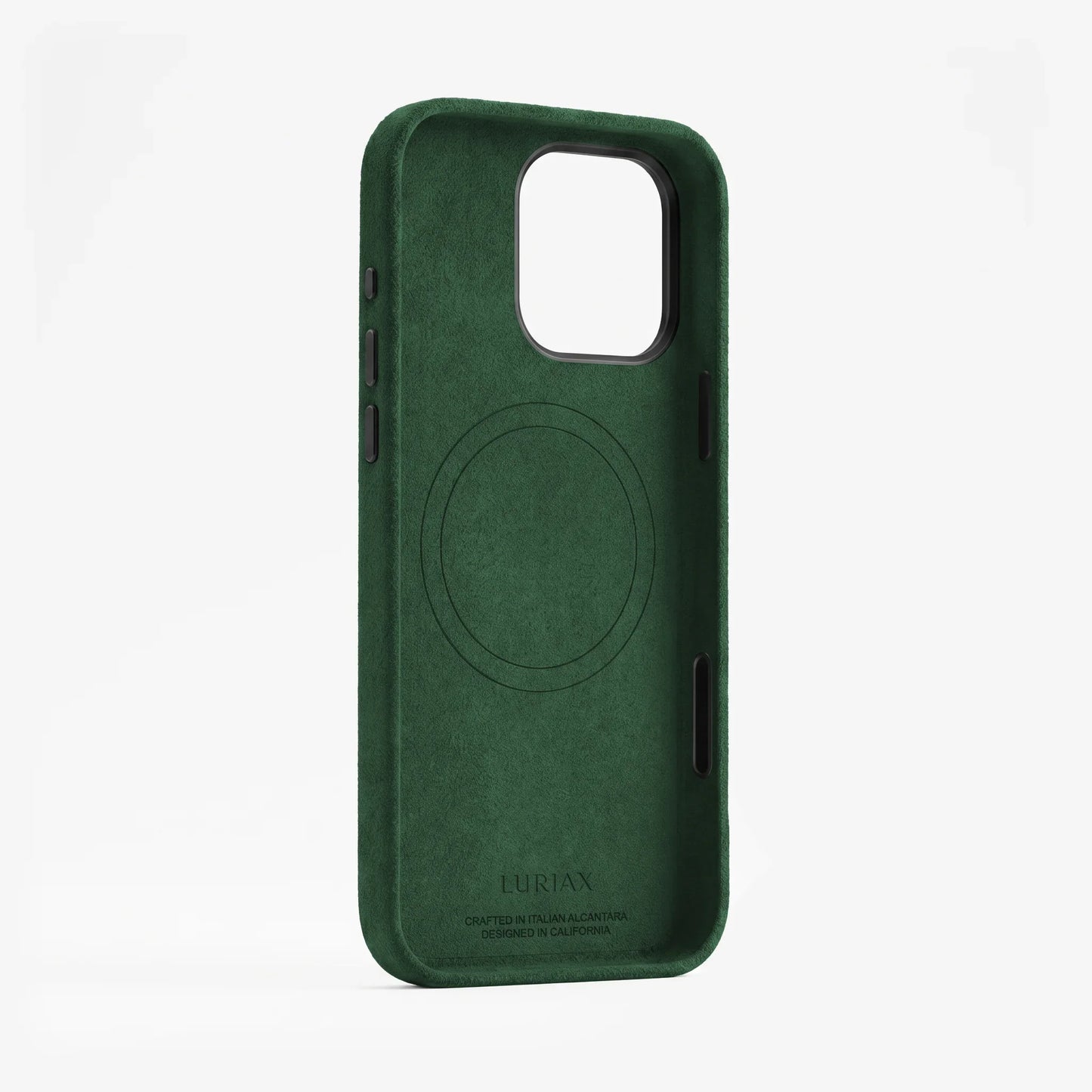 The Modern — iPhone 16 Case in British Racing Green, Alcantara® — inside view | Luriax