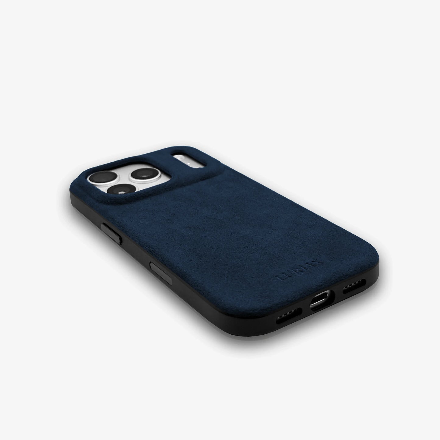 Luriax Alcantara Suede Case iPhone 17 Pro Max | Midnight Blue - Corner