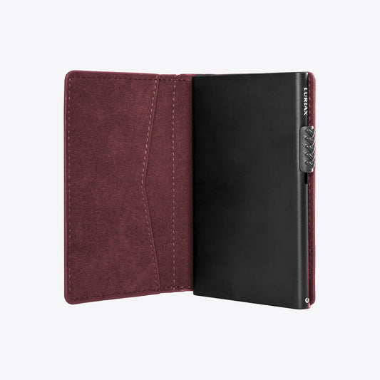 Alcantara Suede Leather iPhone Case and Accessories Collection - The Bifold Cardholder - Bordeaux - Luriax
