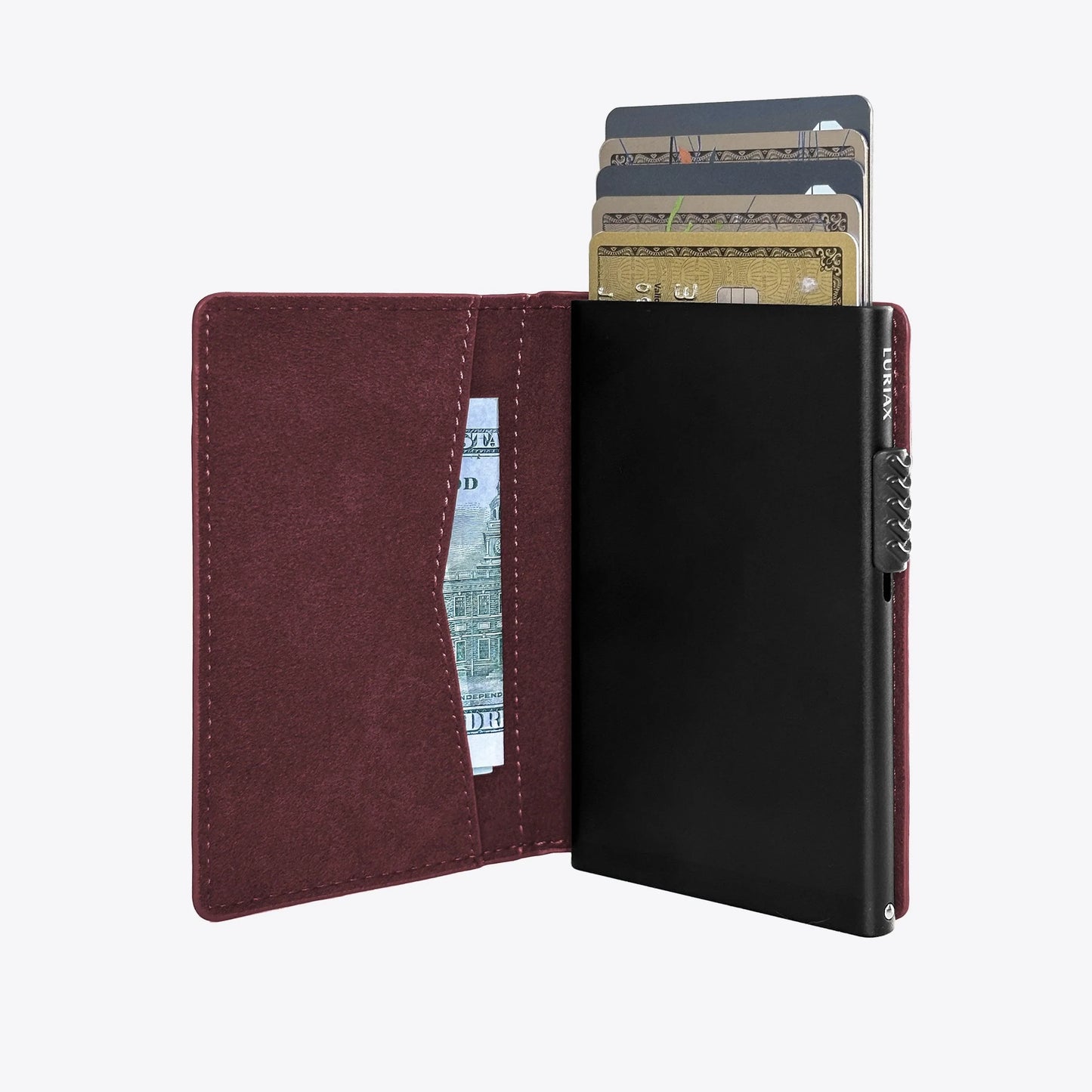 Alcantara Suede Leather iPhone Case and Accessories Collection - The Bifold Cardholder - Bordeaux - Luriax
