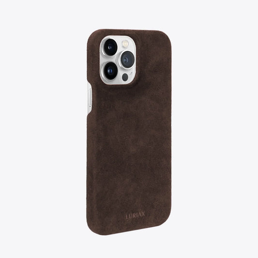 Alcantara Suede iPhone Case and Accessories - The Sport iPhone 14 Plus Case - Deep Brown - Luriax