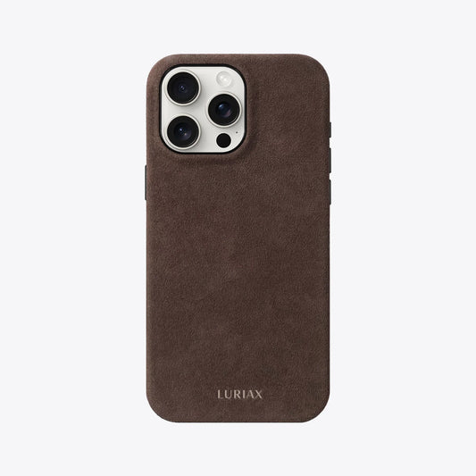 The Classic iPhone Case - Brown - Luriax Alcantara Suede Leather Fabric