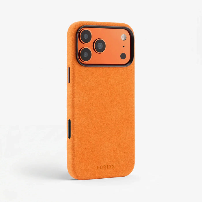 The Modern — iPhone 17 Case in Cosmic Orange, Alcantara® — side view | Luriax