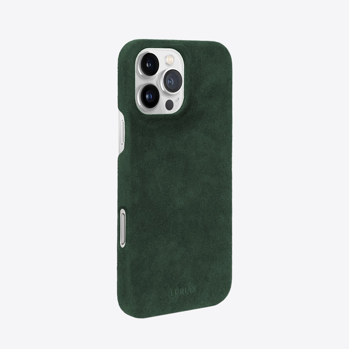 Alcantara iPhone 16 Pro Max Case British Racing Green with camera button by Luriax