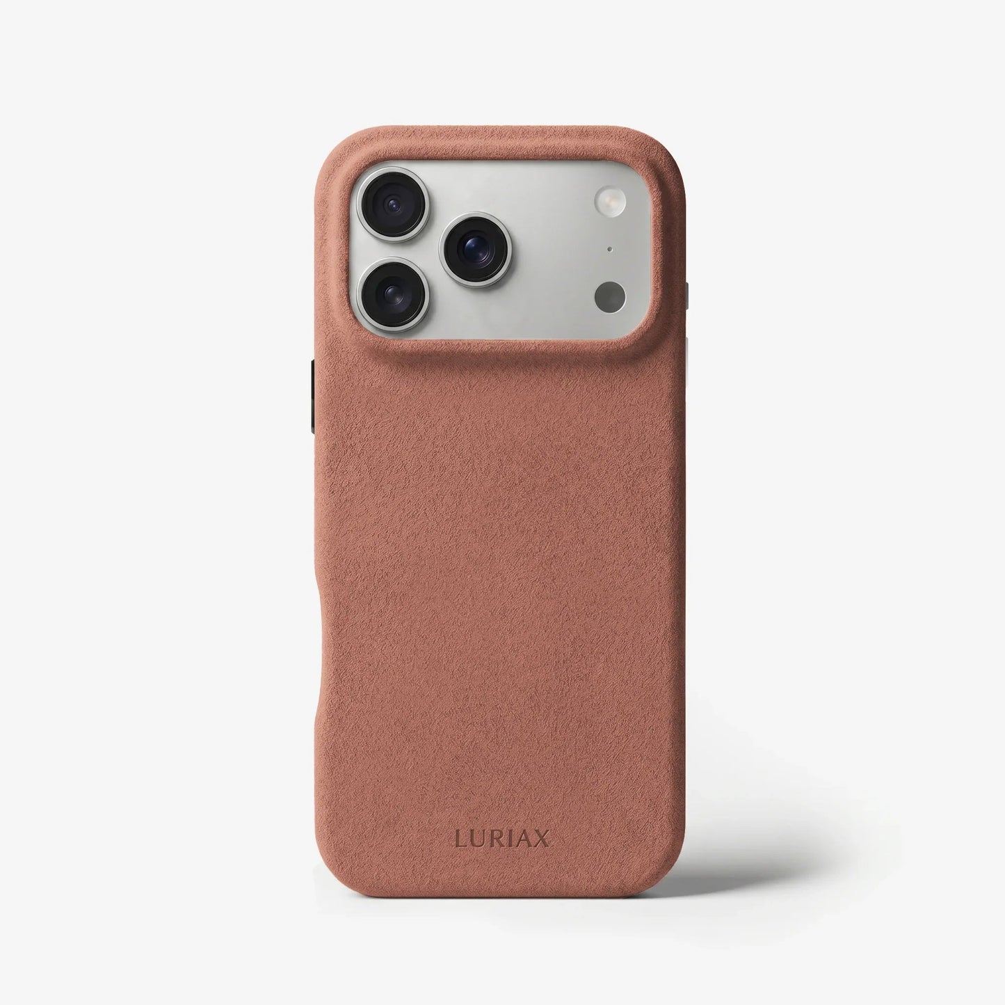 The Signature Handcrafted Case — Limited Edition iPhone 17 in Rosewood, Alcantara® — front view | Luriax