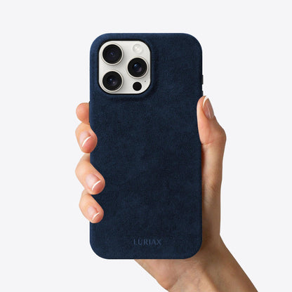 The Sport iPhone Case - Dark Blue - Luriax Alcantara Suede Leather Fabric