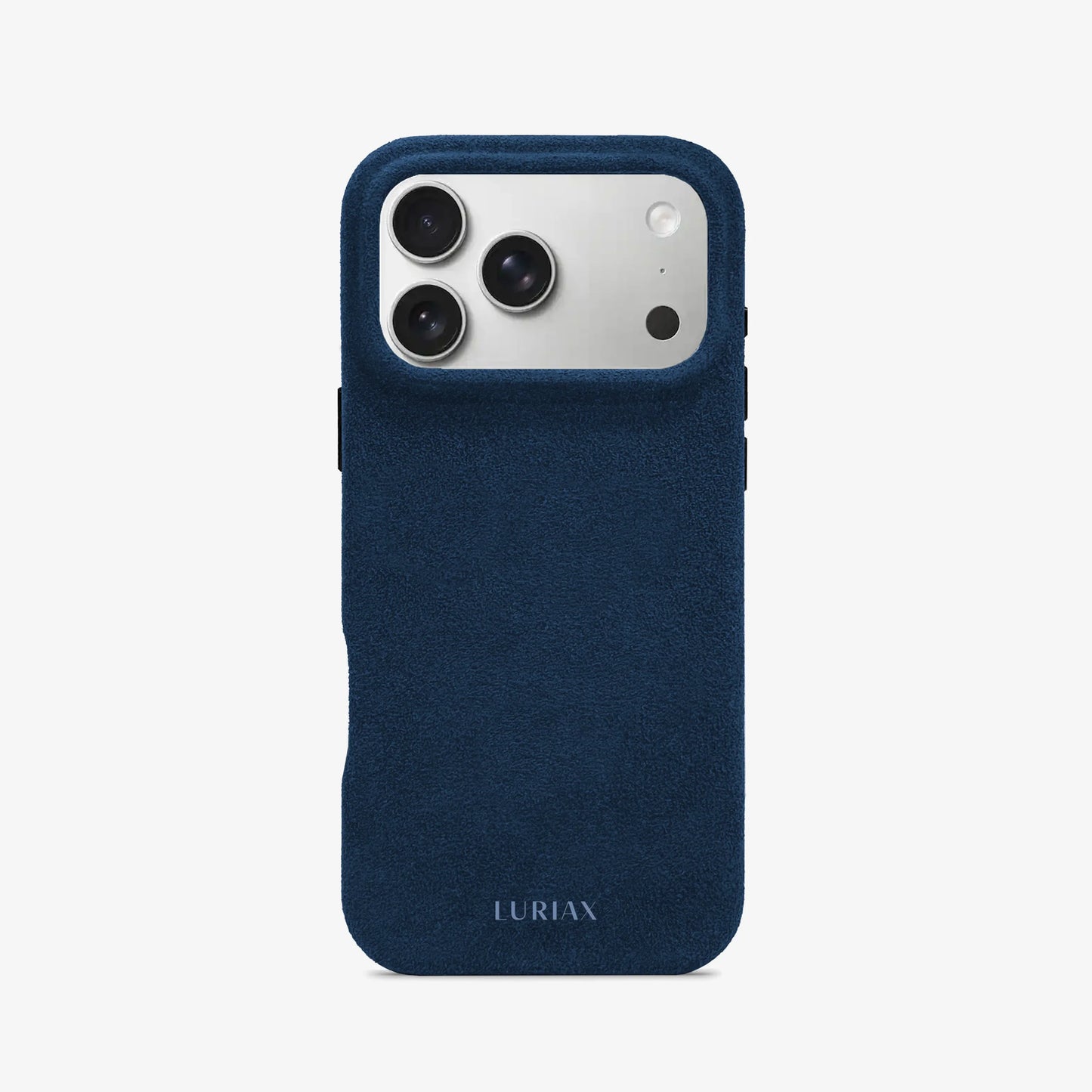 Luriax Signature Alcantara Suede iPhone 17 Pro Max Case in Midnight Blue - Face