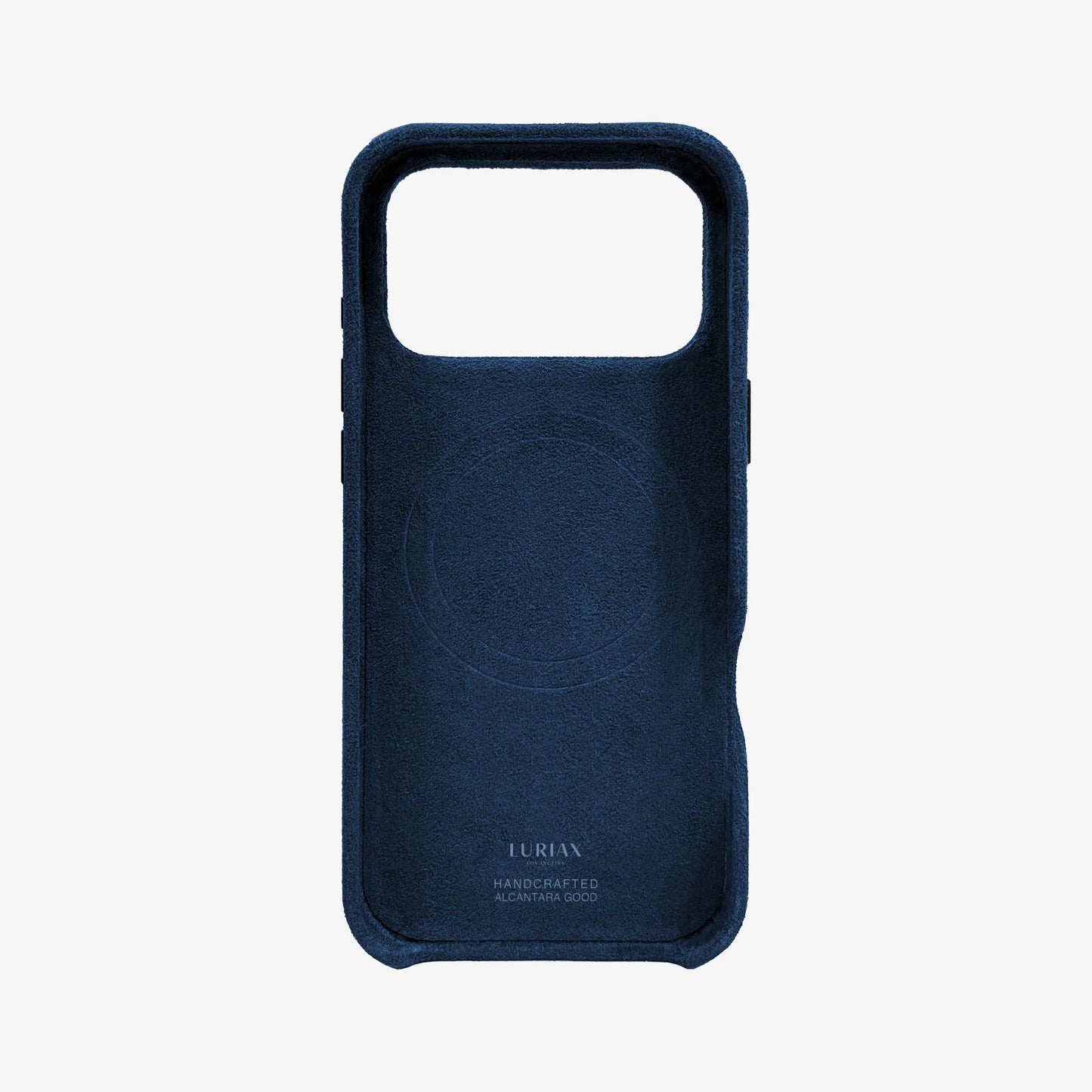 Luriax Signature Alcantara Suede iPhone 17 Pro Max Case in Midnight Blue - Inside