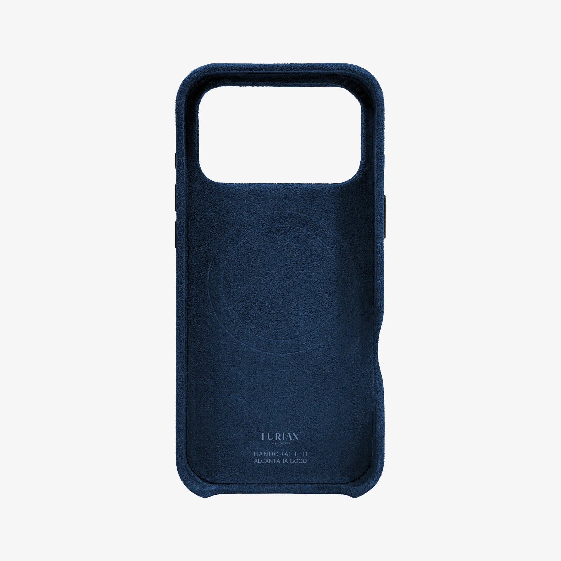 Luriax Signature Alcantara Suede iPhone 17 Pro Max Case in Midnight Blue - Inside
