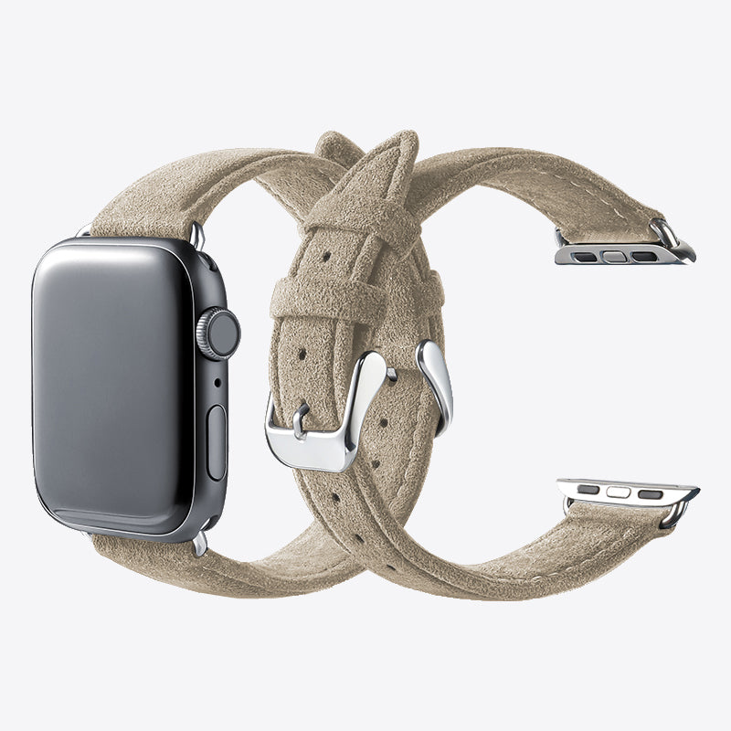 Luriax Classic Alcantara Apple Watch Band in Malibu Beige - Double Straps