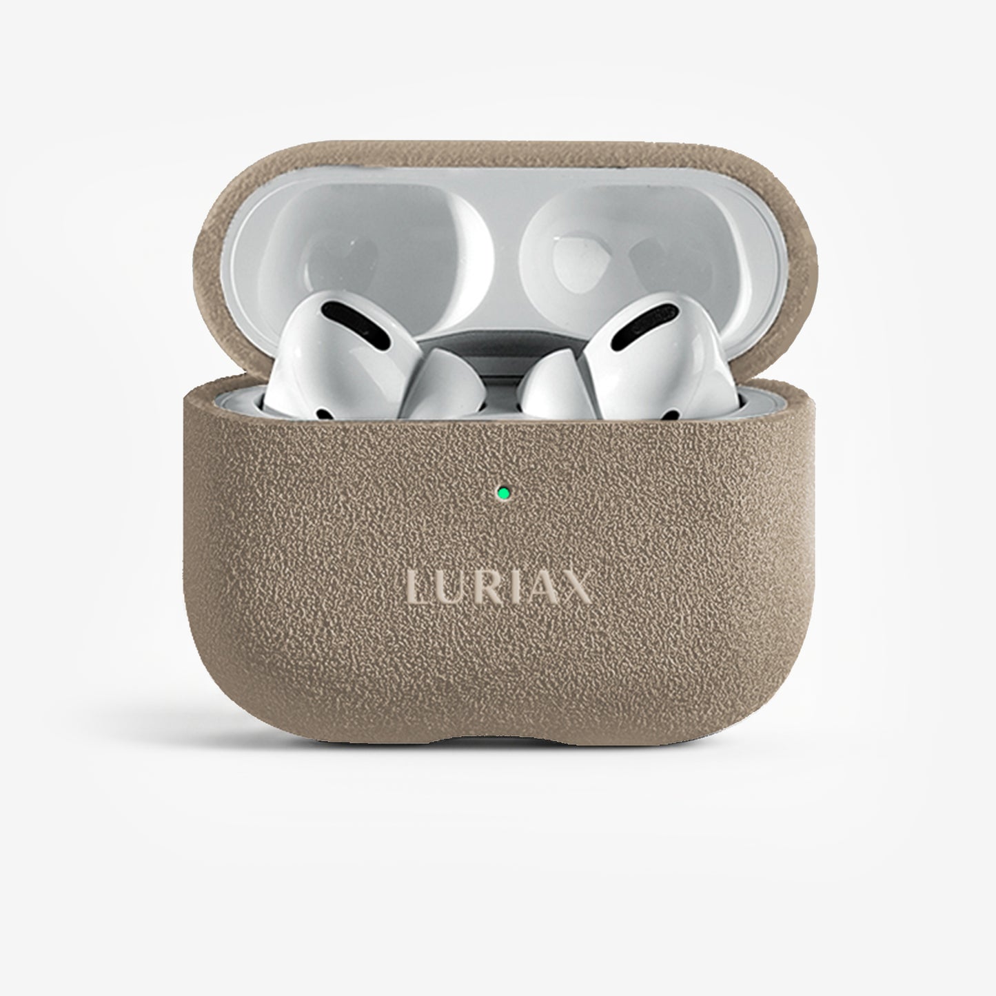 The AirPods Pro Case in Malibu Beige, Alcantara® — product view | Luriax