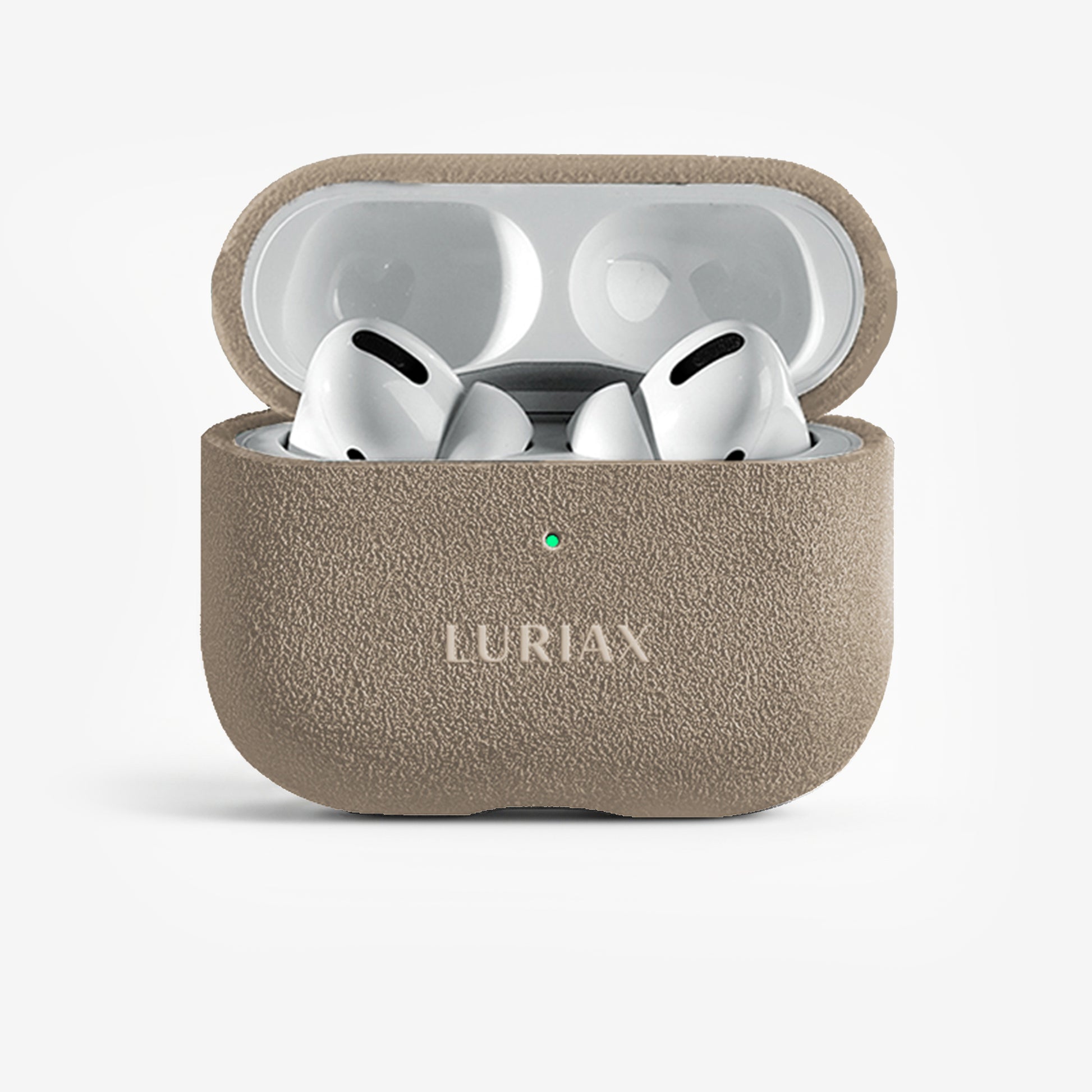 The AirPods Pro Case in Malibu Beige, Alcantara® — product view | Luriax