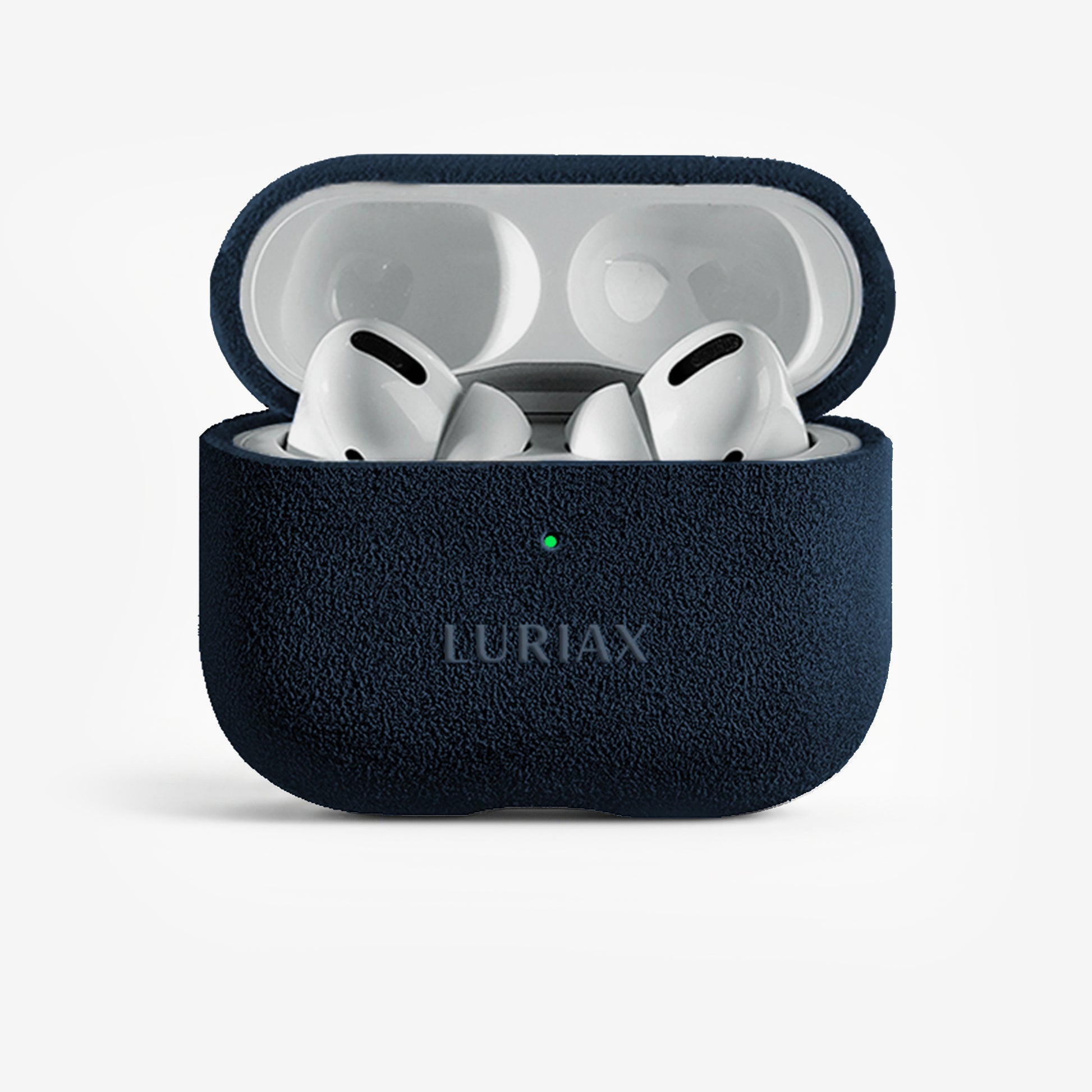 The AirPods Pro Case in Midnight Blue, Alcantara® — product view | Luriax