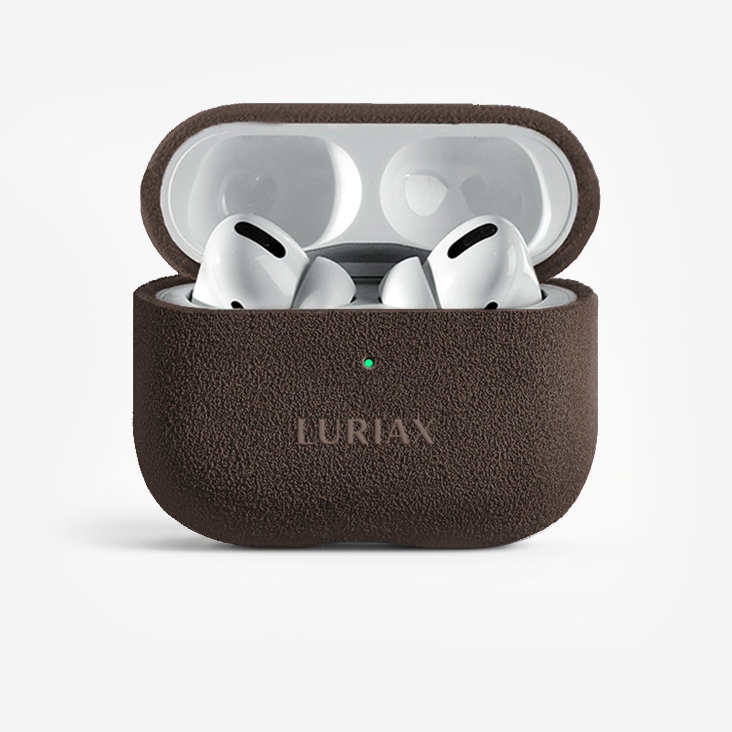 The AirPods Pro Case in Dark Brown, Alcantara® — product view | Luriax