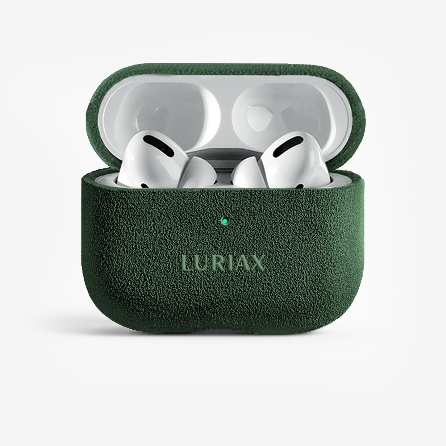 The AirPods Pro Case in British Racing Green, Alcantara® — product view | Luriax