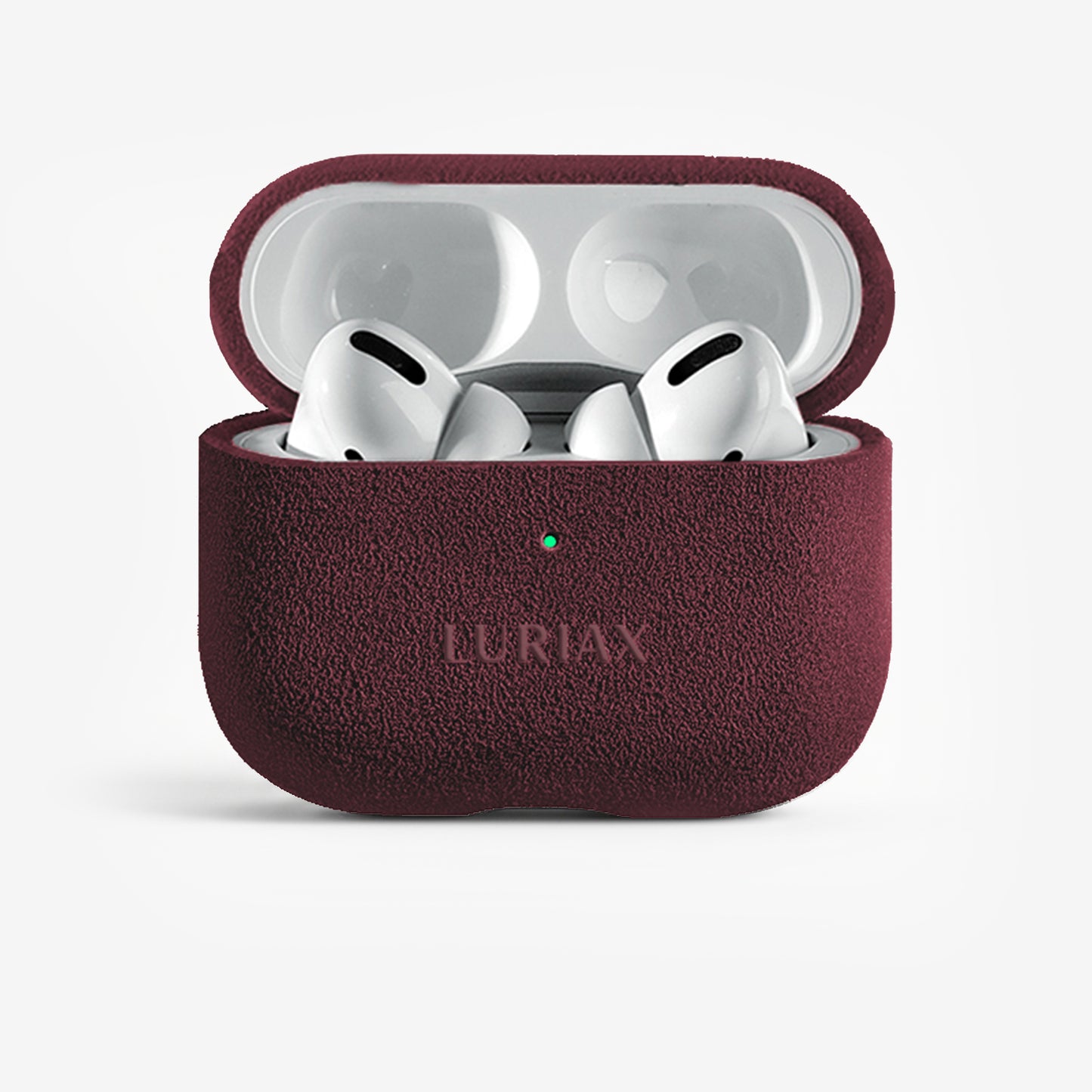 The AirPods Pro Case in Bordeaux, Alcantara® — product view | Luriax