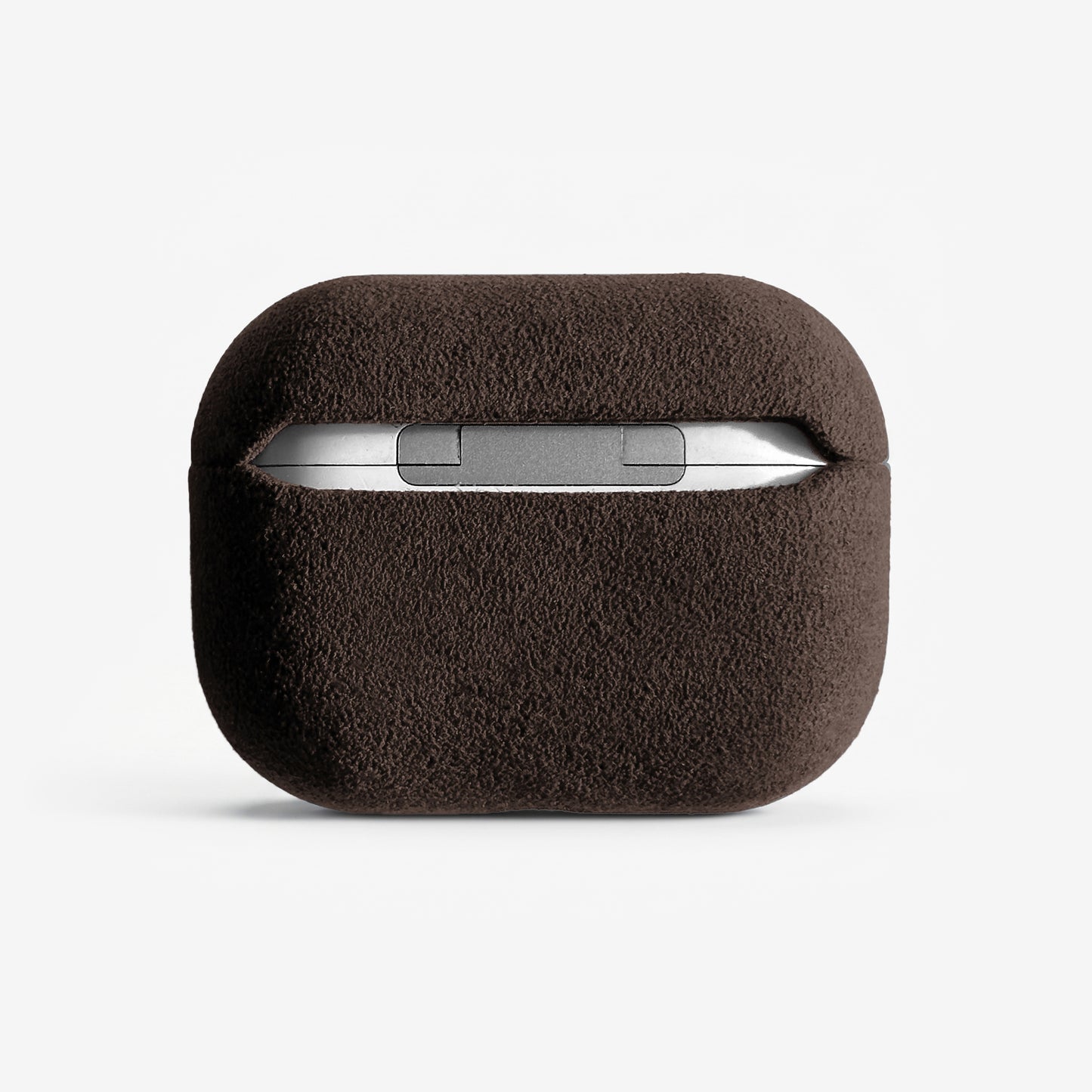 The AirPods Pro Case in Dark Brown, Alcantara® — back view | Luriax