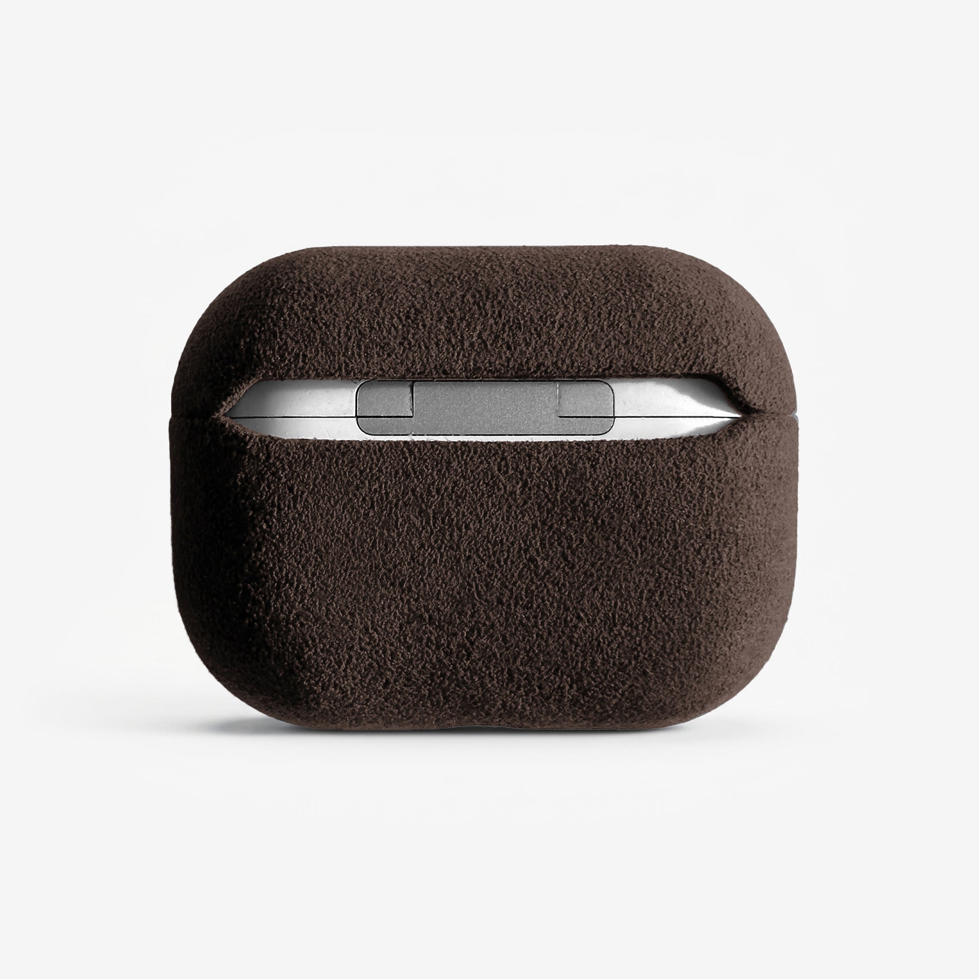 The AirPods Pro Case in Dark Brown, Alcantara® — back view | Luriax