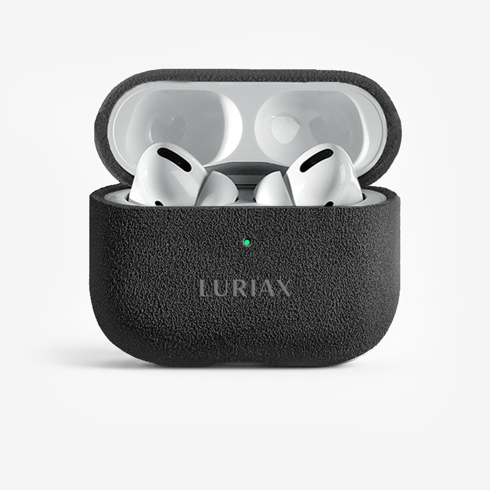 The AirPods Pro Case in Black Caviar, Alcantara® — product view | Luriax