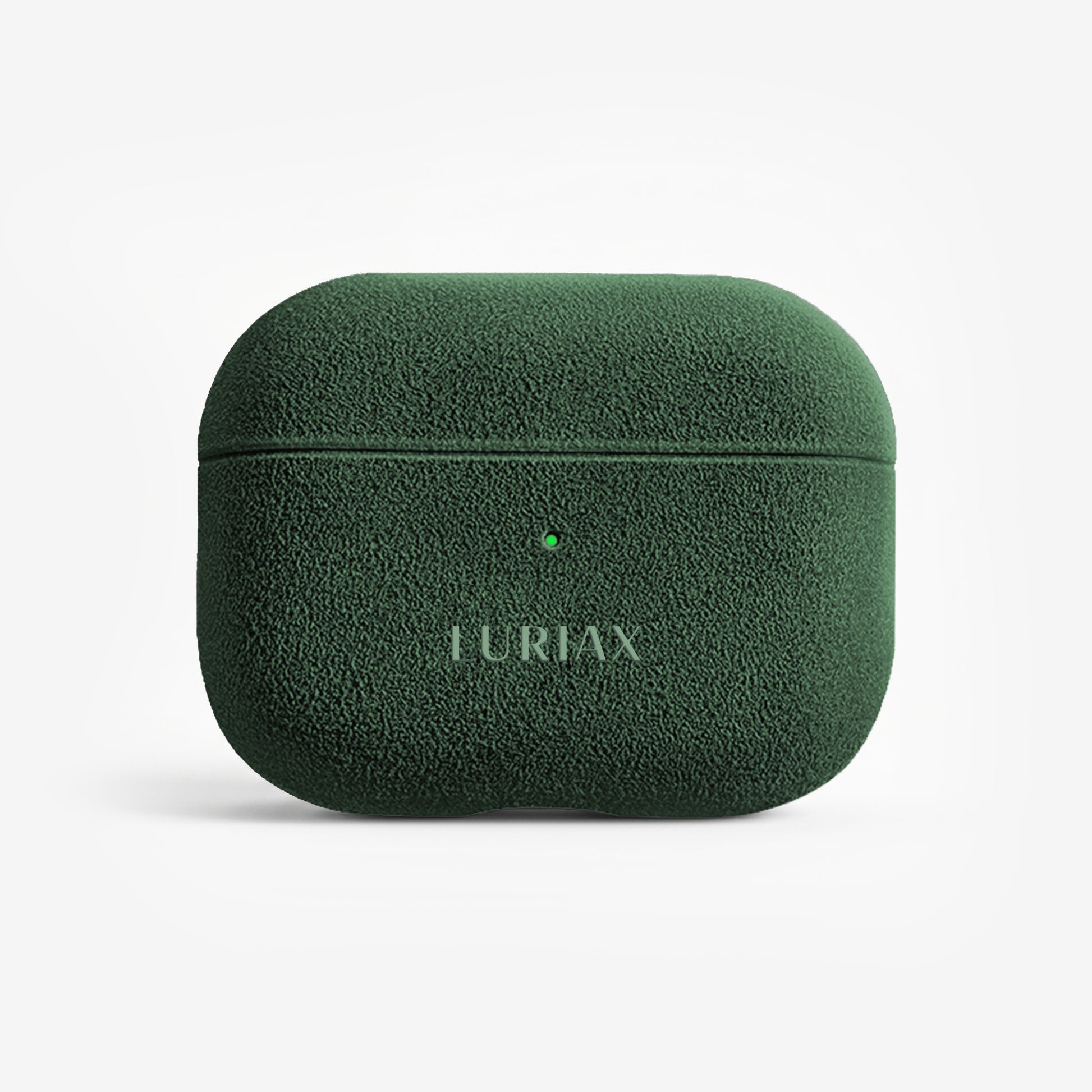 The AirPods Pro Case in British Racing Green, Alcantara® — front view | Luriax