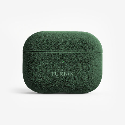 The AirPods Pro Case in British Racing Green, Alcantara® — front view | Luriax