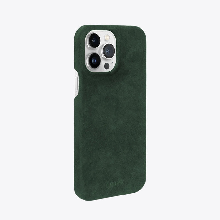 The Sport — iPhone 15 Case in British Racing Green, Alcantara® — side view | Luriax