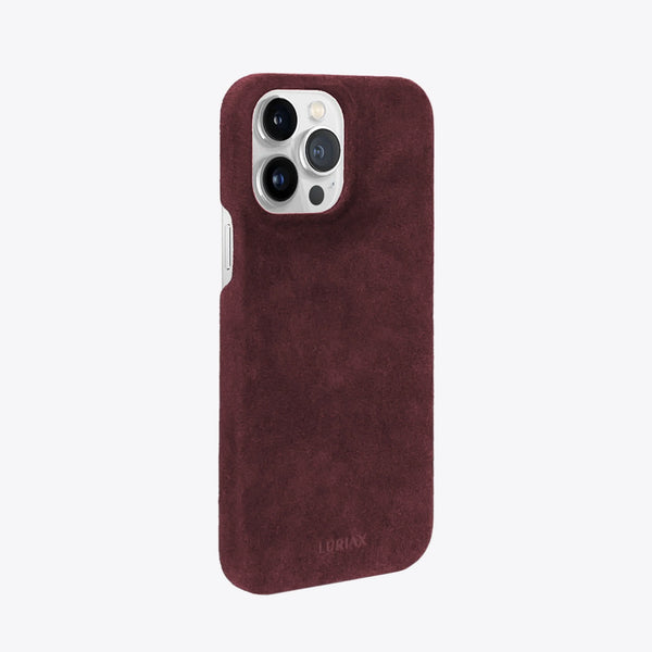 The Sport — iPhone 15 Case in Bordeaux, Alcantara® — side view | Luriax