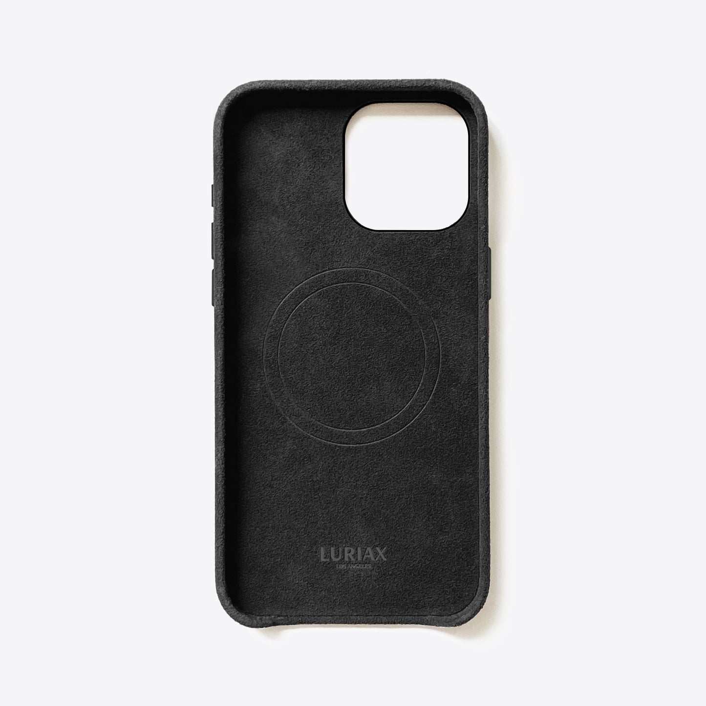Alcantara Suede Leather iPhone 16 Pro Max Case and Accessories Collection - The Classic iPhone Case V2 - Charcoal Black - Luriax