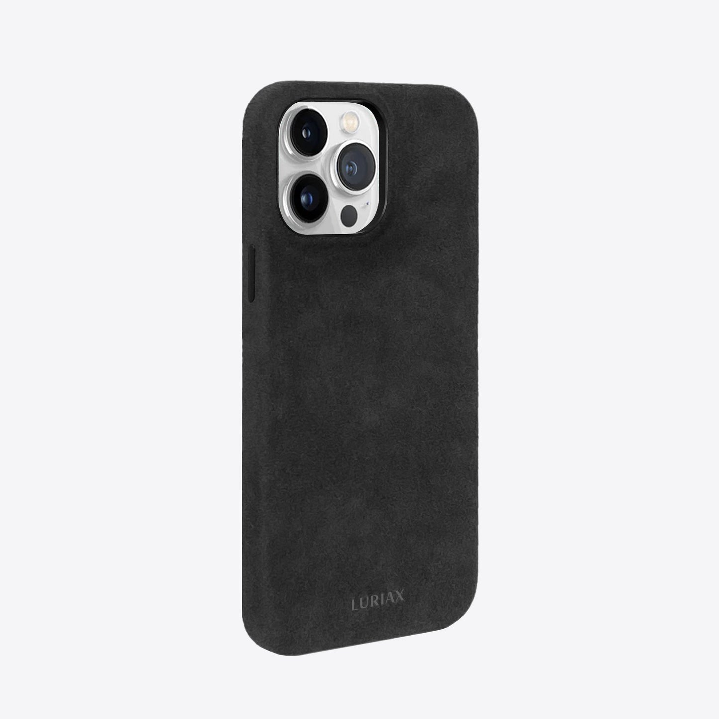 The Classic iPhone Case V2 - Charcoal Black - Luriax Alcantara Suede Leather Fabric