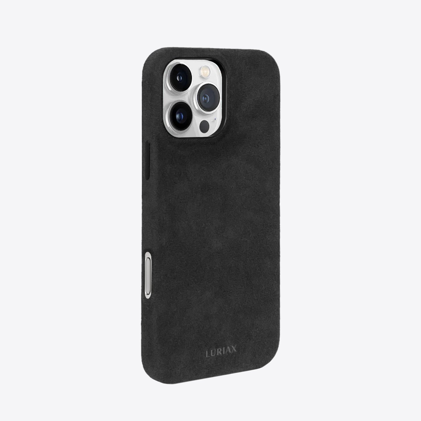The Classic iPhone Case V2 - Charcoal Black - Luriax Alcantara Suede Leather Fabric